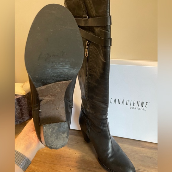 La Canadienne designer black leather knee high boots - Picture 7 of 11